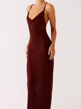 Peppermayo Cowl Neck Maxi Dress in Burgundy